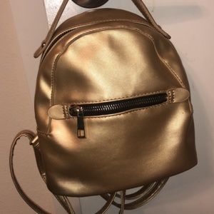 Gold Mini Backpack Purse